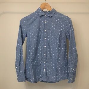 J. Crew Blue Polka Dot Button Down Shirt